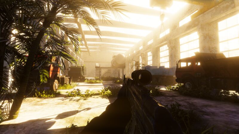 Overgrown hangar